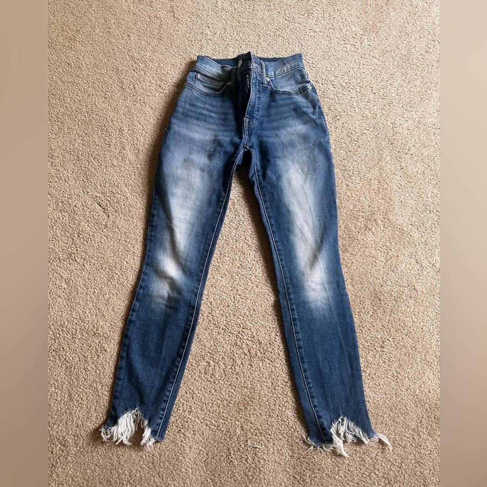 Women's Blue Frayed Hem Jeans